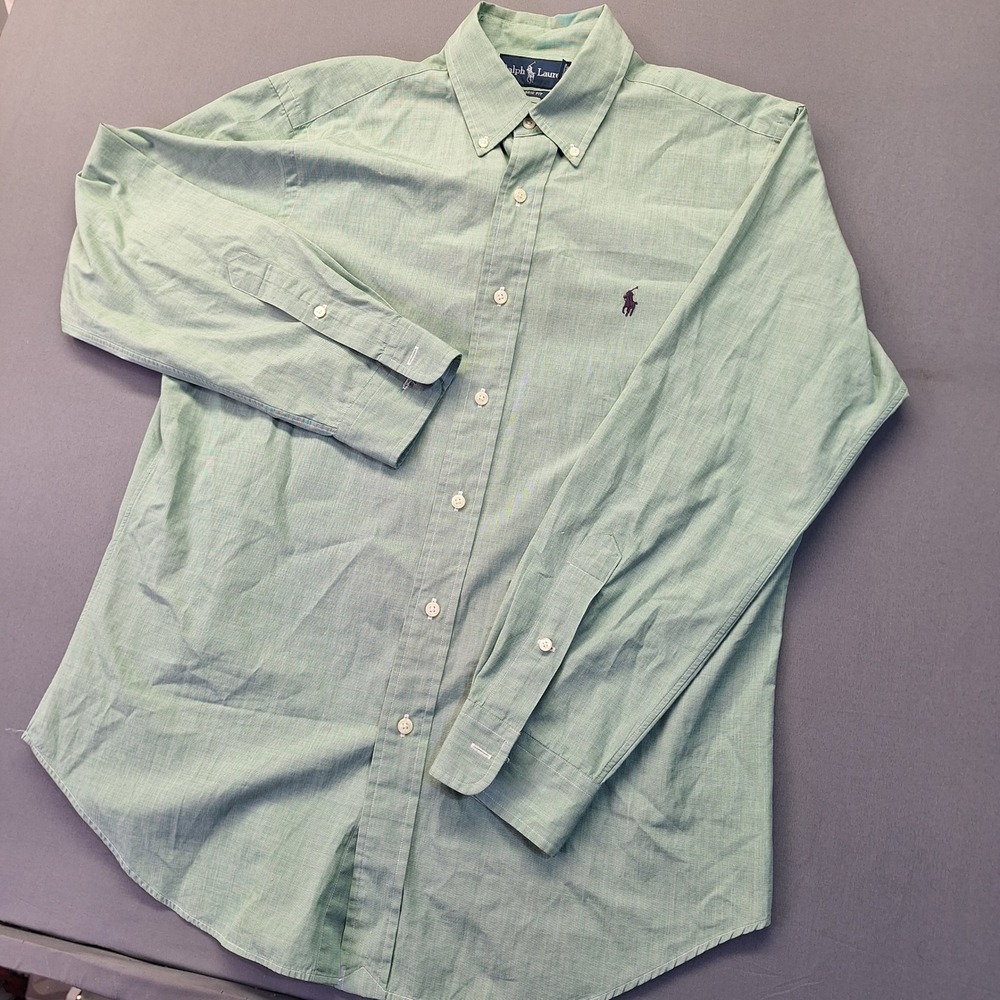Polo Ralph Lauren Mens Classic Fit Button Down Green Striped 15.5 32/33 Cotton